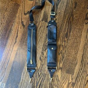 Bandolier Black Billie Leather phone strap with Gold Accents